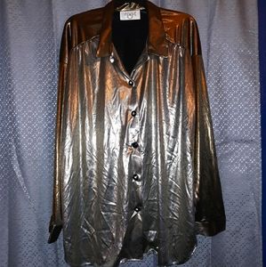 Bentley Size 24 Long Sleeve Gold Button Up shirt